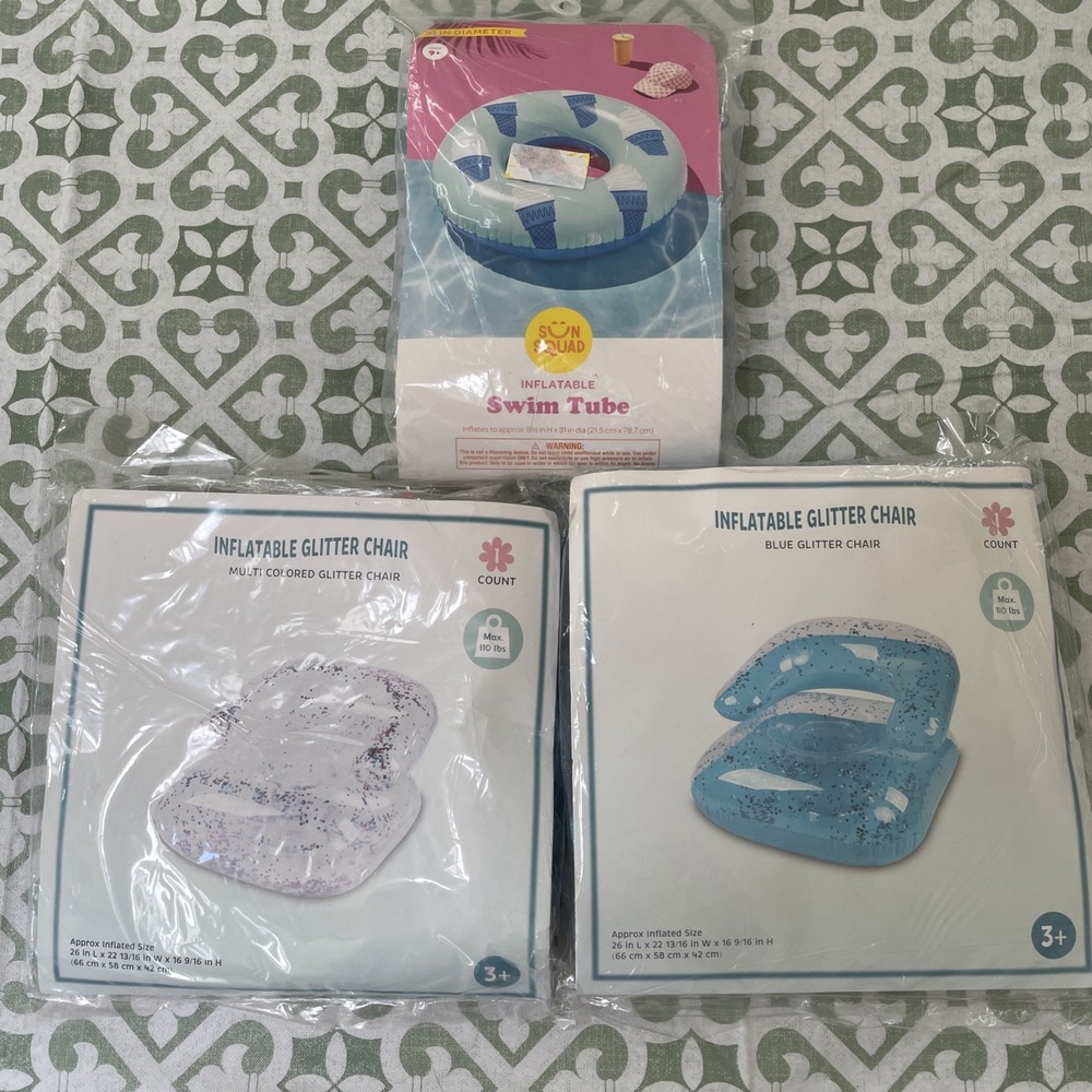 3 Pool Floats Target Inflatable Glitter Colored Chairs And Donut New In Package